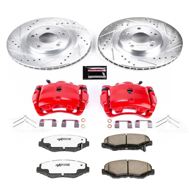 Power Stop 12-15 Honda Civic Front Z26 Street Warrior Brake Kit w/Calipers - RPL Performance