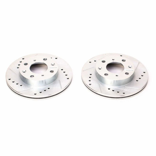 Power Stop 88-91 Honda CRX Front Evolution Drilled & Slotted Rotors - Pair - RPL Performance