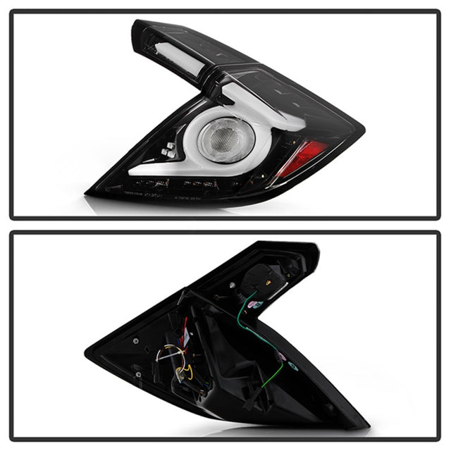 Spyder 16-19 Honda Civic 5 Door Hatchback Light Bar LED Tail Lights - Black Chrome(ALT-YD-HC16HB-BC) - RPL Performance