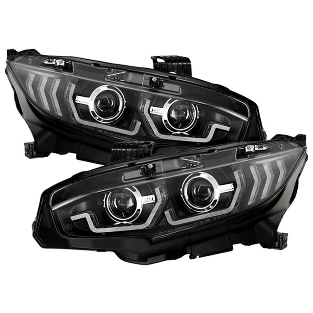 Honda Civic 16-20 LED Model High-Power LED Module Headlights - Black (PRO-YD-HC16LEDAP-SEQGR-BK) - RPL Performance