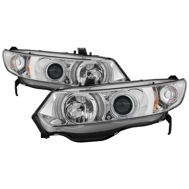 Spyder Honda Civic 06-08 2Dr Projector Headlights LED Halo Chrome High H1 Low H1 PRO-YD-HC06-2D-HL-C - RPL Performance