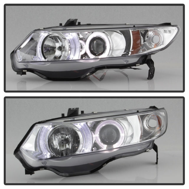 Spyder Honda Civic 06-08 2Dr Projector Headlights LED Halo Chrome High H1 Low H1 PRO-YD-HC06-2D-HL-C - RPL Performance