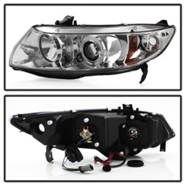 Spyder Honda Civic 06-08 2Dr Projector Headlights LED Halo Chrome High H1 Low H1 PRO-YD-HC06-2D-HL-C - RPL Performance