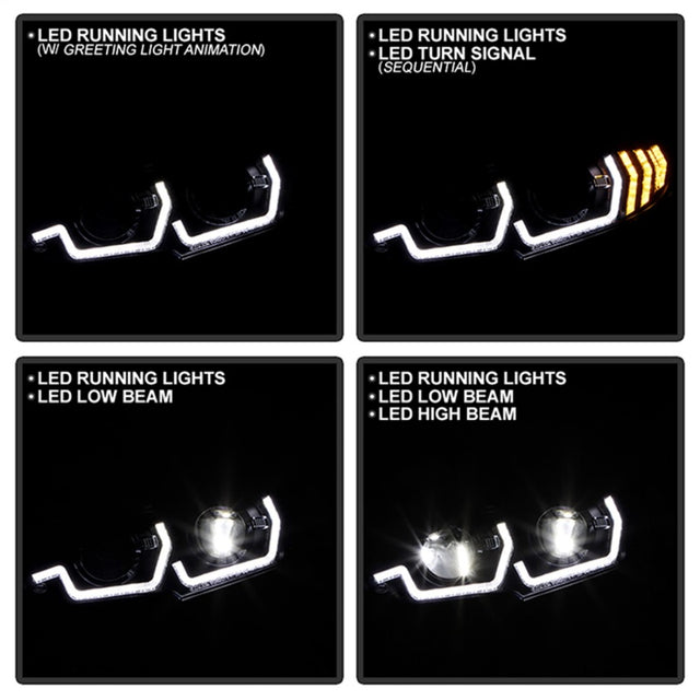 Honda Civic 16-20 LED Model High-Power LED Module Headlights - Black (PRO-YD-HC16LEDAP-SEQGR-BK) - RPL Performance