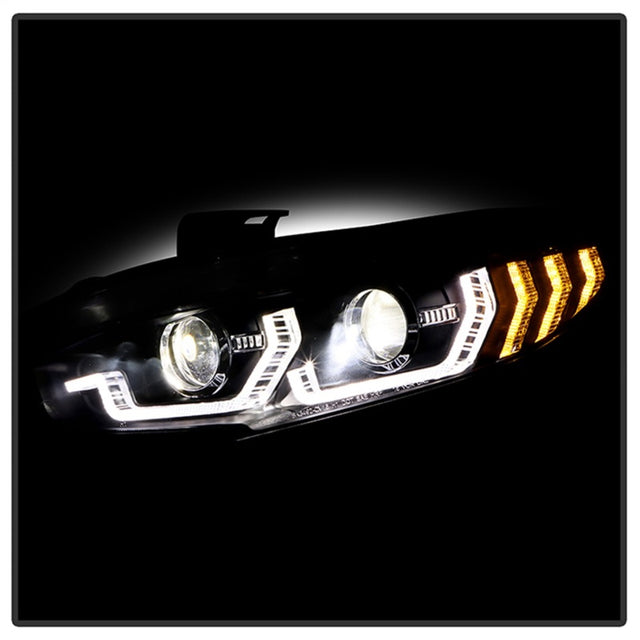 Honda Civic 16-20 LED Model High-Power LED Module Headlights - Black (PRO-YD-HC16LEDAP-SEQGR-BK) - RPL Performance