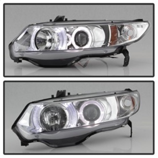 Spyder Honda Civic 06-08 2Dr Projector Headlights LED Halo Chrome High H1 Low H1 PRO-YD-HC06-2D-HL-C - RPL Performance
