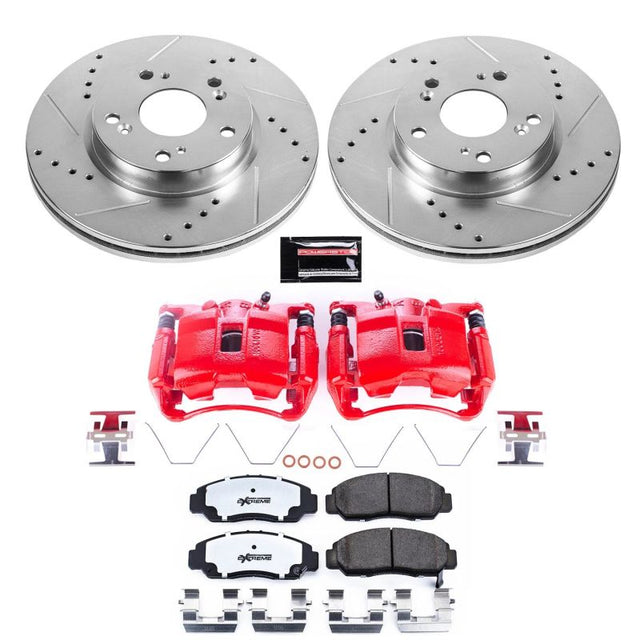 Power Stop 12-15 Honda Civic Front Z26 Street Warrior Brake Kit w/Calipers - RPL Performance