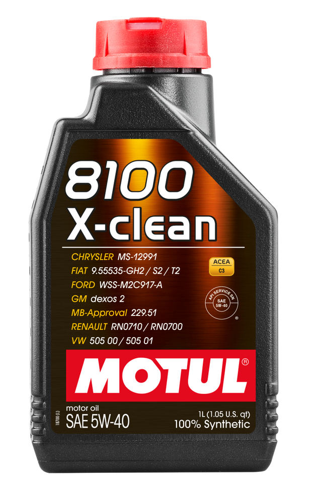 Motul 1L Synthetic Engine Oil 8100 5W40 X-CLEAN C3 -505 01-502 00-505 00-LL04 - RPL Performance