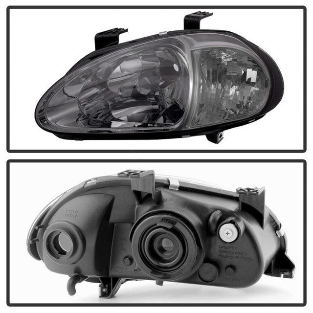 Xtune Honda Del Sol 93-97 1Pc Crystal Headlights Smoke HD-ON-HDEL93-1P-SM - RPL Performance