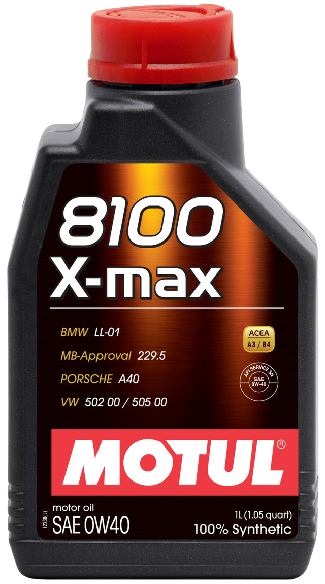 Motul 1L Synthetic Engine Oil 8100 0W40 X-MAX - Porsche A40 - RPL Performance