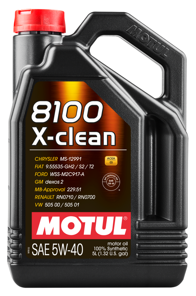 Motul 5L Synthetic Engine Oil 8100 5W40 X-CLEAN C3 -505 01-502 00-505 00-LL04 - RPL Performance