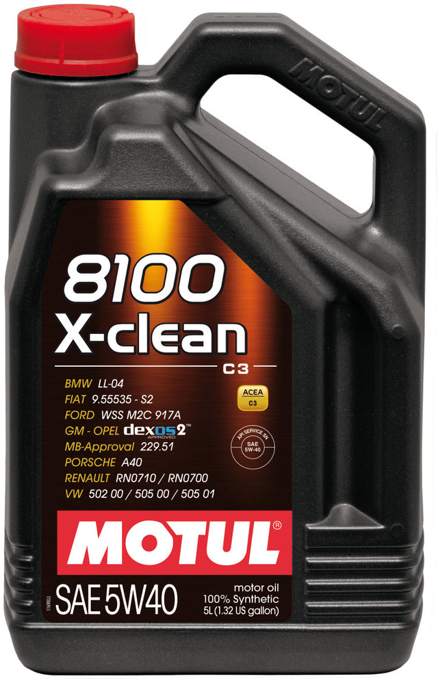 Motul 5L Synthetic Engine Oil 8100 5W40 X-CLEAN C3 -505 01-502 00-505 00-LL04 - RPL Performance