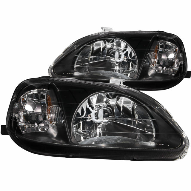 ANZO 1999-2000 Honda Civic Crystal Headlights Black - RPL Performance
