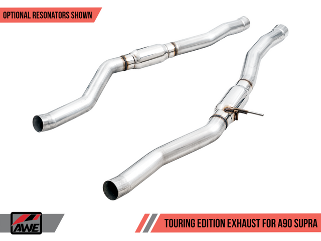 AWE 2020 Toyota Supra A90 Resonated Touring Edition Exhaust - 5in Chrome Silver Tips - RPL Performance