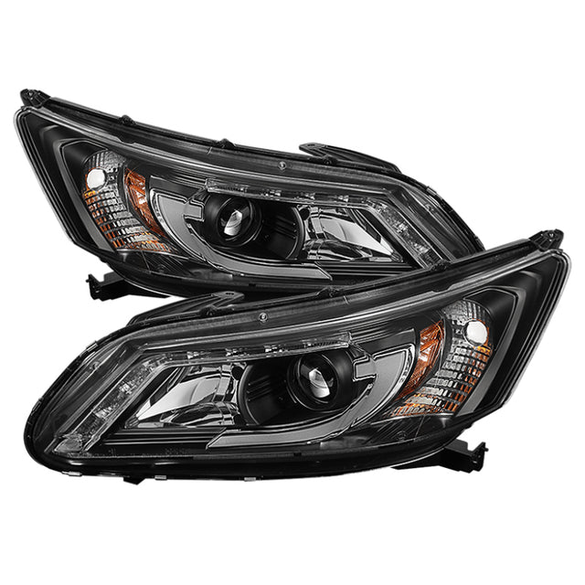 Spyder Honda Accord 2013-2015 4DR Projector Headlights Light Bar DRL Black PRO-YD-HA13-LBDRL-BK - RPL Performance