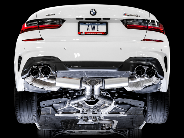 AWE Tuning 2019+ BMW M340i (G20) Non-Resonated Touring Edition Exhaust - Quad Chrome Silver Tips - RPL Performance