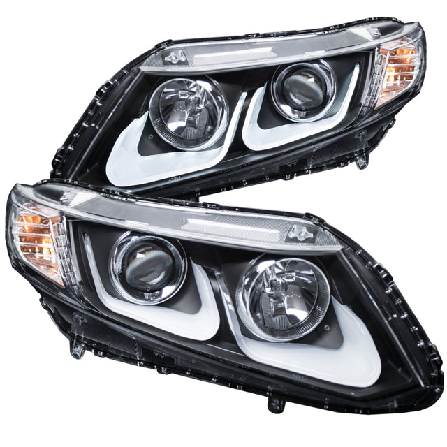ANZO 2012-2015 Honda Civic Projector Headlights w/ U-Bar Black - RPL Performance