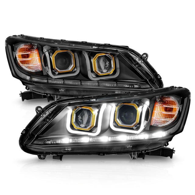 ANZO 2013-2015 Honda Accord Projector Headlights w/ U-Bar Black - RPL Performance