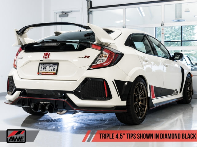 AWE Tuning 2017+ Honda Civic Type R Touring Edition Exhaust w/Front & Mid Pipe - Diamond Blk Tips - RPL Performance