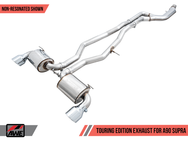 AWE 2020 Toyota Supra A90 Non-Resonated Touring Edition Exhaust - 5in Diamond Black Tips - RPL Performance