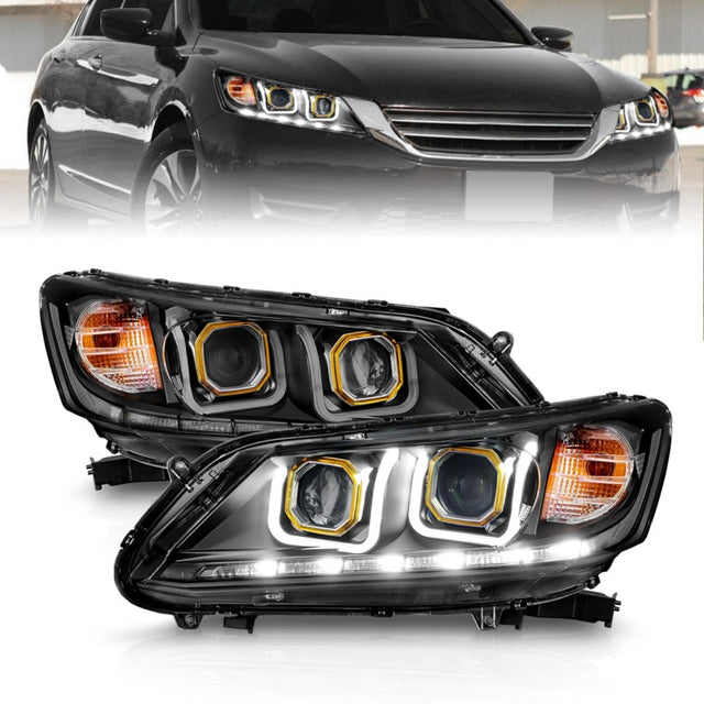 ANZO 2013-2015 Honda Accord Projector Headlights w/ U-Bar Black - RPL Performance