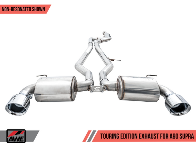 AWE 2020 Toyota Supra A90 Non-Resonated Touring Edition Exhaust - 5in Chrome Silver Tips - RPL Performance
