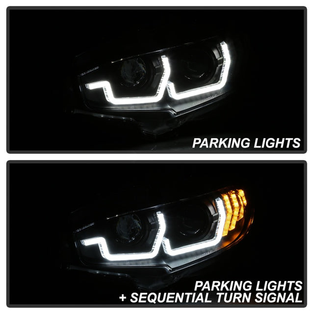 Spyder 16-18 Honda Civic 4Dr w/LED Seq Turn Sig Lights Proj Headlight - Black - PRO-YD-HC16-SEQ-BK - RPL Performance