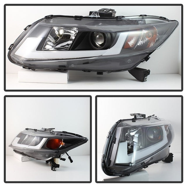 Spyder 12-14 Honda Civic (Excl. 2014 Coupe) Projector Headlights Lgtbr DRL Black PRO-YD-HC12-DRL-BK - RPL Performance