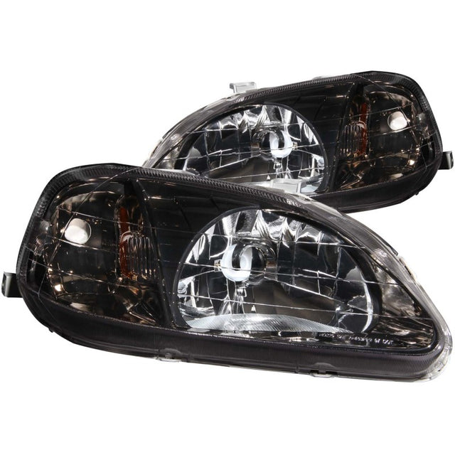 ANZO 1999-2000 Honda Civic Crystal Headlights Gun-Metal Gray - RPL Performance