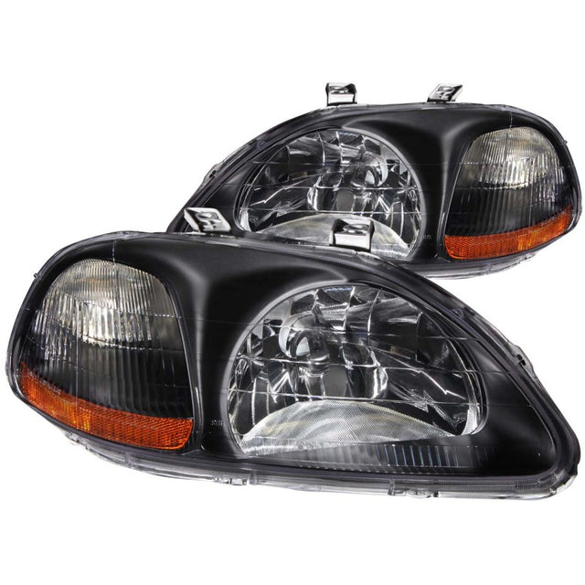 ANZO 1996-1998 Honda Civic Crystal Headlights Black - RPL Performance