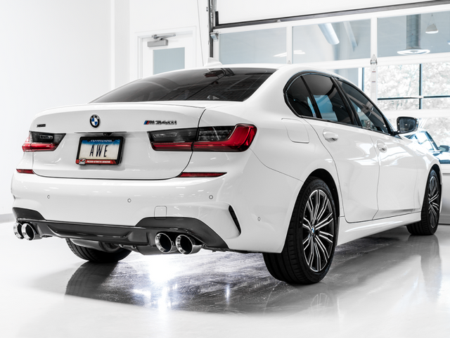 AWE Tuning 2019+ BMW M340i (G20) Non-Resonated Touring Edition Exhaust - Quad Chrome Silver Tips - RPL Performance