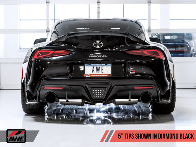 AWE 2020 Toyota Supra A90 Resonated Touring Edition Exhaust - 5in Diamond Black Tips - RPL Performance