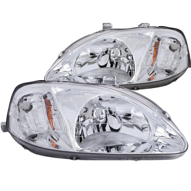 ANZO 1999-2000 Honda Civic Crystal Headlights Chrome - RPL Performance