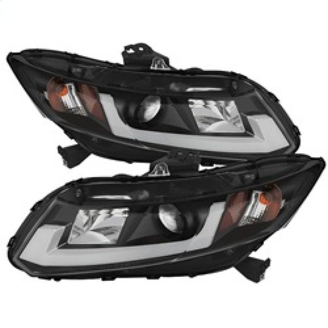 Spyder 12-14 Honda Civic (Excl. 2014 Coupe) Projector Headlights Lgtbr DRL Black PRO-YD-HC12-DRL-BK - RPL Performance