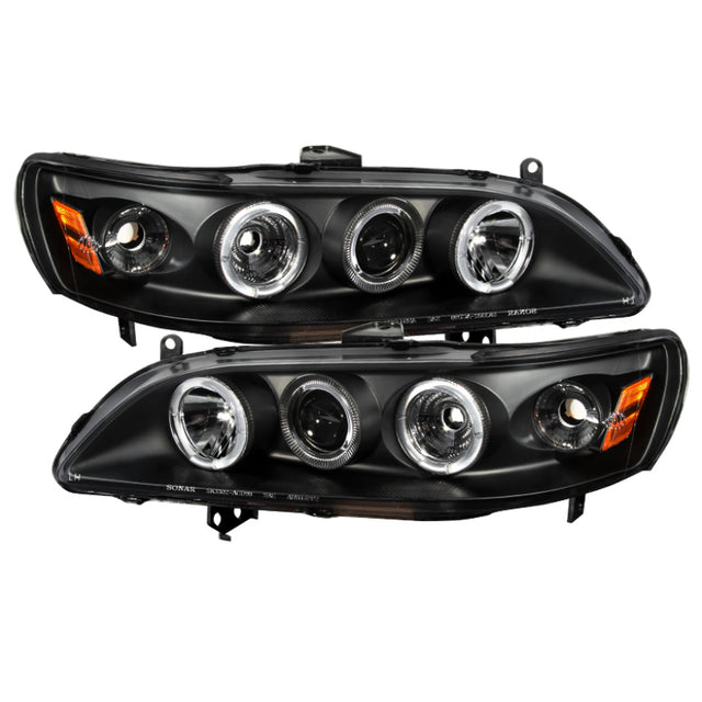 Spyder Honda Accord 98-02 1PC Projector Headlights LED Halo Amber Reflctr Blk PRO-YD-HA98-AM-BK - RPL Performance