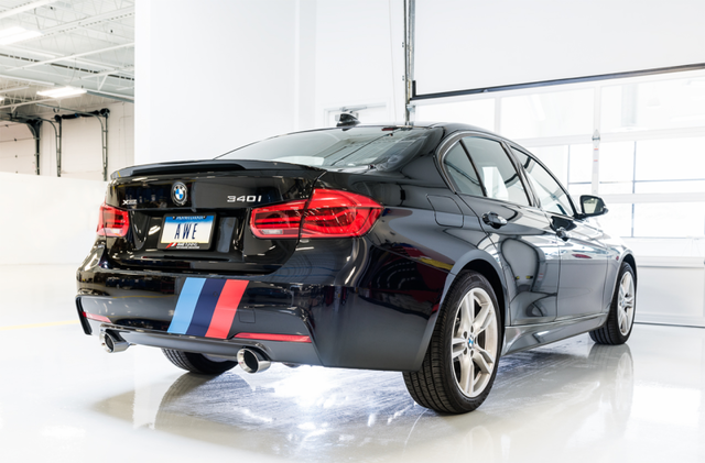 AWE Tuning BMW F3X 340i Touring Edition Axle-Back Exhaust - Diamond Black Tips (102mm) - RPL Performance