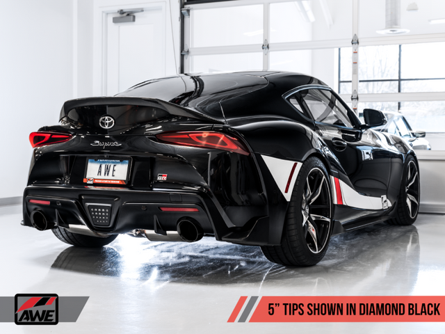 AWE 2020 Toyota Supra A90 Resonated Touring Edition Exhaust - 5in Diamond Black Tips - RPL Performance