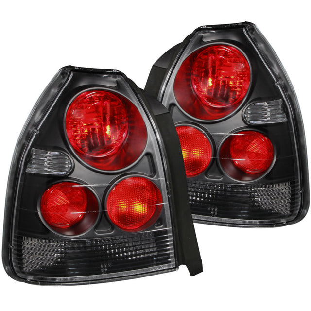 ANZO 1996-2000 Honda Civic Taillights Black - RPL Performance