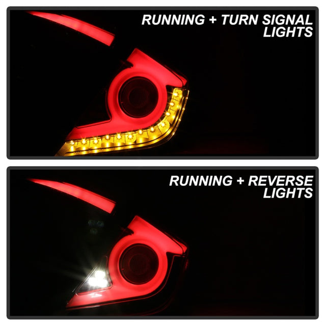Spyder 16-19 Honda Civic 4 Door Light Bar LED Tail Lights - Black - ALT-YD-HC164D-LB-BK - RPL Performance