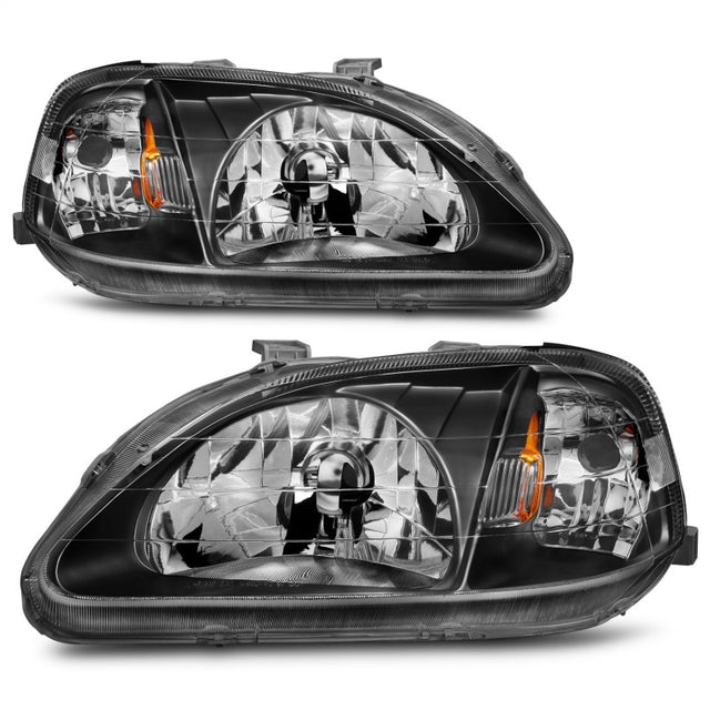 ANZO 1999-2000 Honda Civic Crystal Headlights Black - RPL Performance