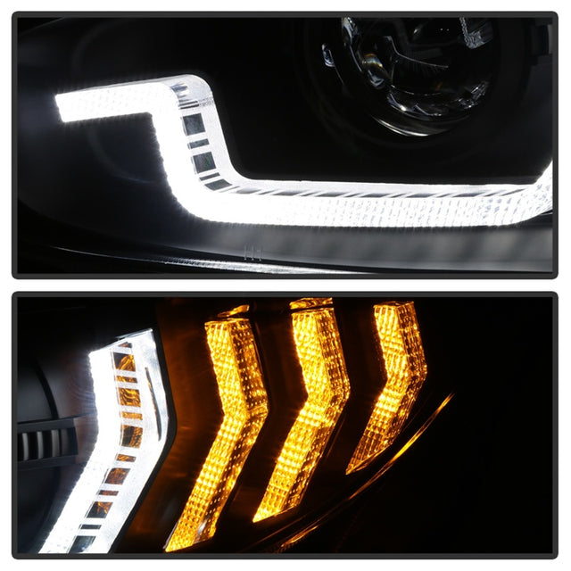 Spyder 16-18 Honda Civic 4Dr w/LED Seq Turn Sig Lights Proj Headlight - Black - PRO-YD-HC16-SEQ-BK - RPL Performance