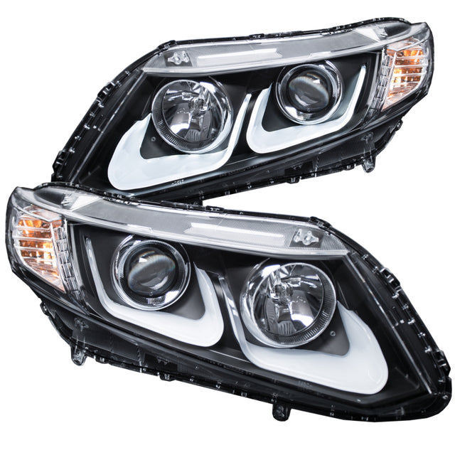 ANZO 2012-2015 Honda Civic Projector Headlights w/ U-Bar Black - RPL Performance