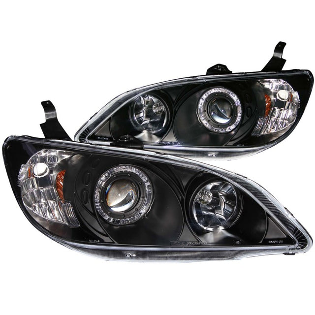 ANZO 2004-2005 Honda Civic Projector Headlights w/ Halo Black - RPL Performance