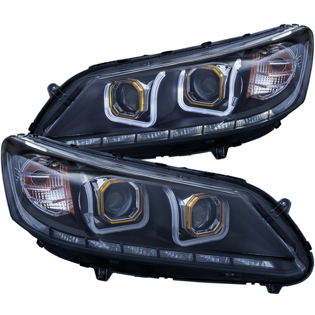 ANZO 2013-2015 Honda Accord Projector Headlights w/ U-Bar Black - RPL Performance