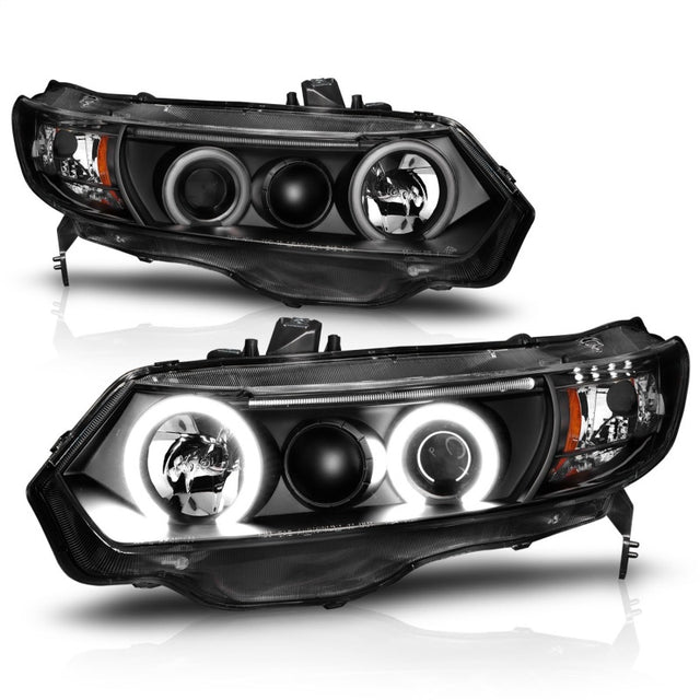 ANZO 2006-2011 Honda Civic Projector Headlights w/ Halo Black (CCFL) - RPL Performance