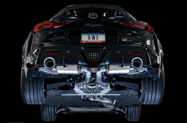 AWE 2020 Toyota Supra A90 Resonated Touring Edition Exhaust - 5in Chrome Silver Tips - RPL Performance