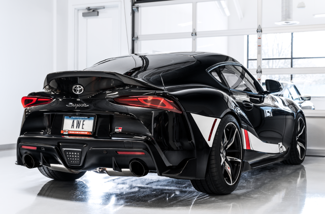 AWE 2020 Toyota Supra A90 Resonated Touring Edition Exhaust - 5in Diamond Black Tips - RPL Performance