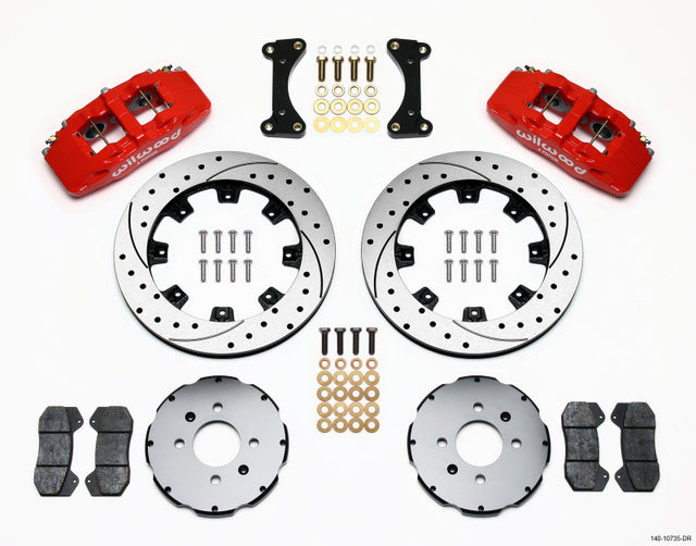 Wilwood Dynapro 6 Front Hat Kit 12.19in Drilled Red 94-01 Honda/Acura w/262mm Disc - RPL Performance