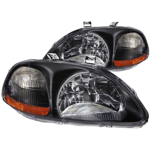 ANZO 1996-1998 Honda Civic Crystal Headlights Black - RPL Performance