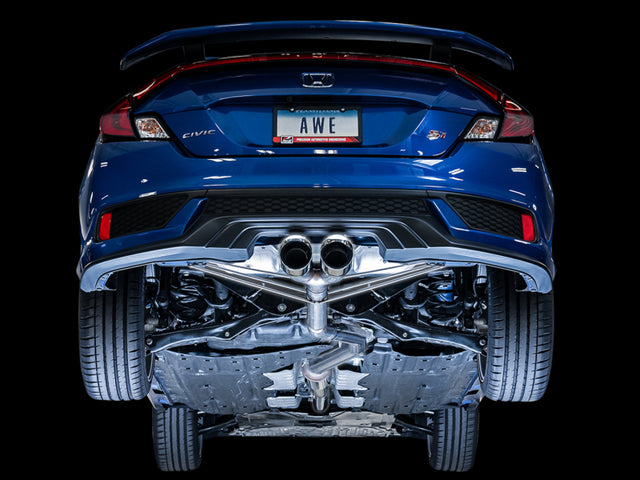 AWE Tuning 2016+ Honda Civic Si Track Edition Exhaust w/Front Pipe & Dual Chrome Silver Tips - RPL Performance